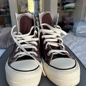 Converse Brown and White High-Top Sneakers